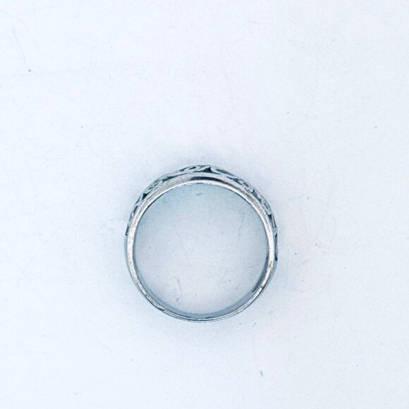 Vintage Estate Sterling Silver 925 Scroll Wide Band Ring Size 8, 2.6g NR Marked - Picture 5 of 12